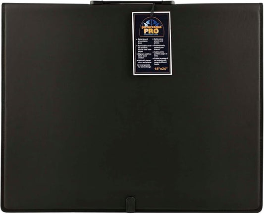 Picturesque Pro Presentation Case- Professional Art Portfolio Folder for Artwork up to 18x24- Vegan Leather Zippered Case, Archival Storage Solution w/Removable Spiral-Bound Book of 20 Clear Sleeves