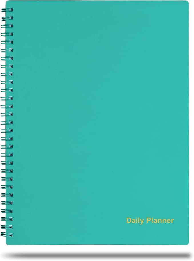 Daily Planner Undated, To Do List Notebook with Hourly Schedule, Time Management Manual and Planner, Personal Organizers, 7.6"x10.2", 48 Sheets/96 Pages, Green