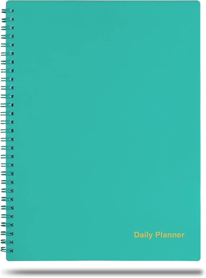 Daily Planner Undated, To Do List Notebook with Hourly Schedule, Time Management Manual and Planner, Personal Organizers, 7.6"x10.2", 48 Sheets/96 Pages, Green