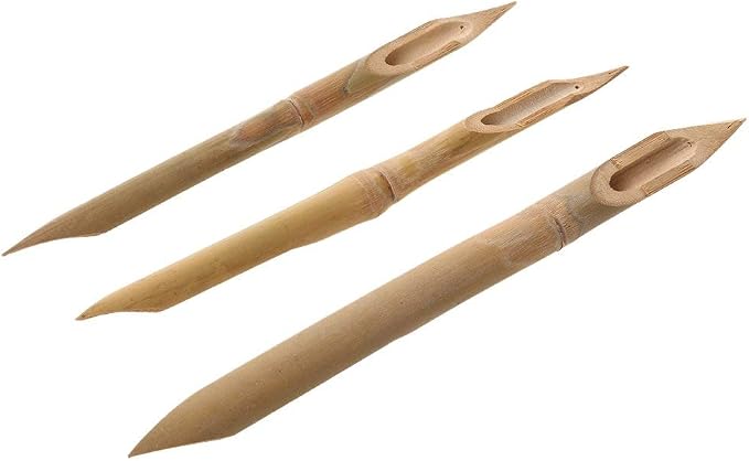 COMIART 3 Pcs Double Head Hard Strong Bamboo Reed Pens Pottery Ceramic Shaping Tools Polymer Clay Tool