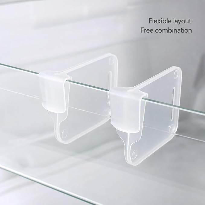 Clear Fridge Door Organizer Clips, 8pcs Adjustable Refrigerator Side Door Divider Set, Thickened Transparent Shelf Separators for Condiments, Bottles, Jars, Space Saving Kitchen Storage