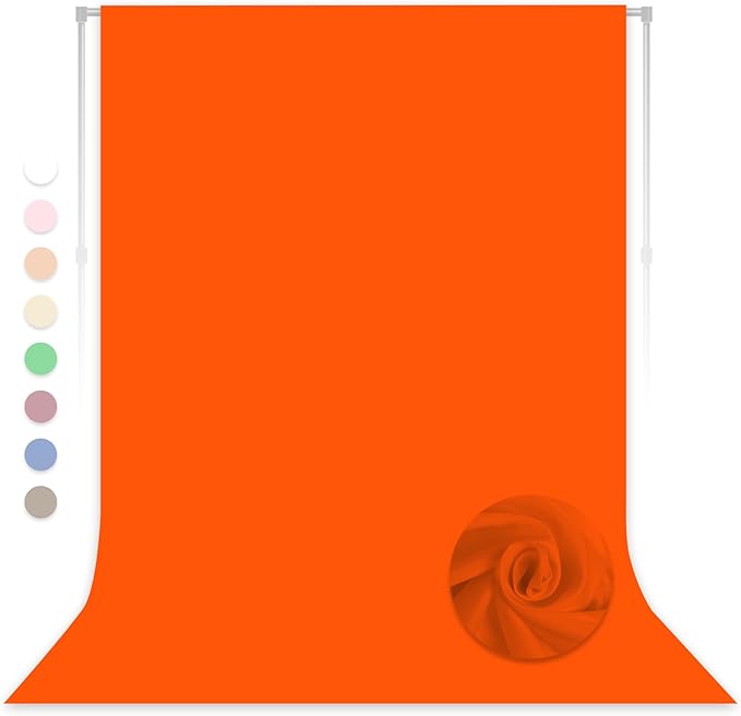 Orange Backdrop for Photoshoot, Professional Photo Backdrop Background Curtain for Product Photography，Portraits, Wedding, Party, Live Streaming Video Recording 5X7 FT (Background Only)