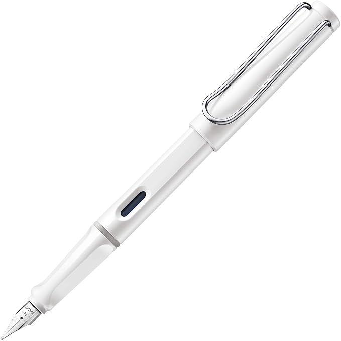 LAMY safari white - Fountain Pen with ergonomic grip & polished steel nib in size F - ideal for any Writing & Calligraphy - including LAMY T 10 blue cartridge - Right-Handed