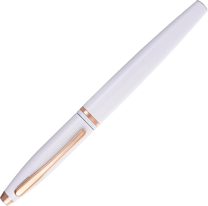 Cross Calais White Lacquer with Rose Gold Appointments Rollerball Pen - High-End Pen for Everyday Use - Professional Desk Essential - Smooth Writing - Durable Construction - Black Ink