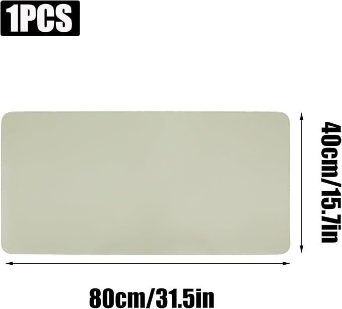 Large Double Sided Desk Mat 31.5" x 15.7" PU Leather Cork Mouse Pad | Large Green Overlocked Edge Desk Pad Protector for Office Home Gaming Laptop Vanity, Overlocked with Matching Thread