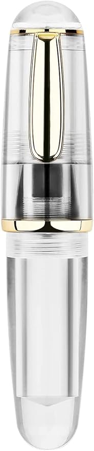 Lanxivi Majohn Q1 Fountain Pen Fine Nib, Little Fat Man Transparent Eyedropper Filling Pocket Pen Large Capacity