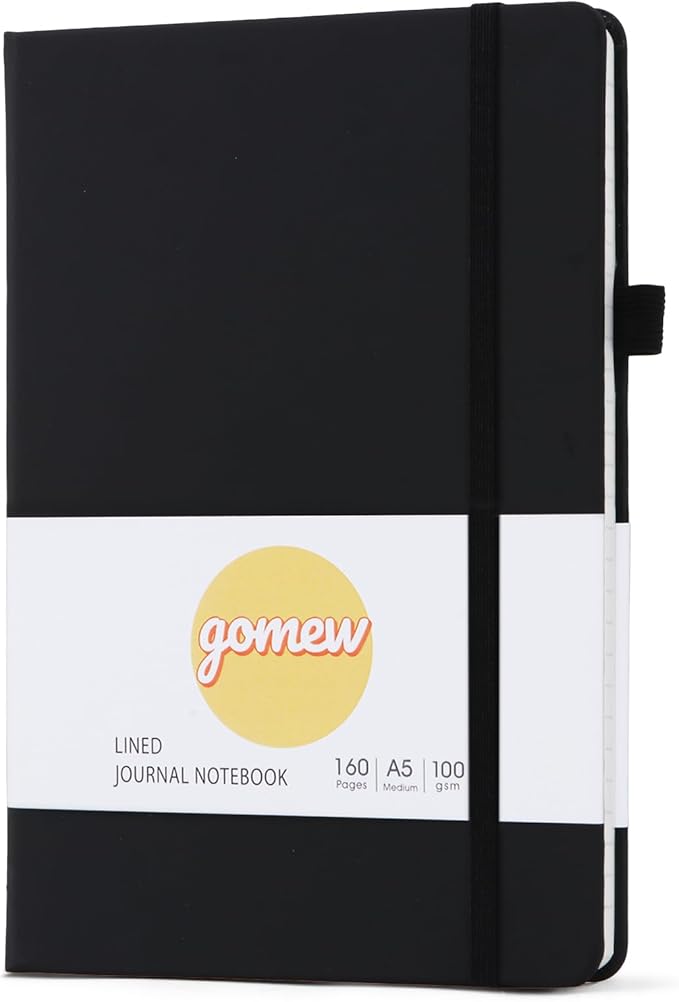 Lined Journal Notebook A5, College Ruled Hardcover Journal for Women, 160 Pages with 100gsm Thick Paper for Writing, Work, Notes & Journaling, Gift for Women, Black
