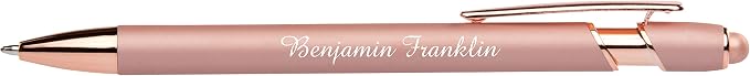 ExpressDesigns™ - Personalized Pens Gift Set - 2 Pack of Rose Gold Soft Touch Metal Pens w/gift box - Luxury Ballpoint Pen Custom Engraved with Name | Perfect for Him or Her (Rose)