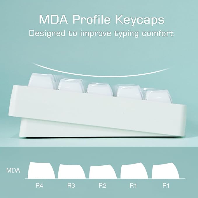 Tsungup Crystal Jelly White Keycaps, MDA Profile-Clear Translucent Jade Keycaps,130 Keys Shine Through Custom Key Caps Keyboard Keycap Set for 60%,65%,75%,100% Cherry MX Keyboard Mechanical