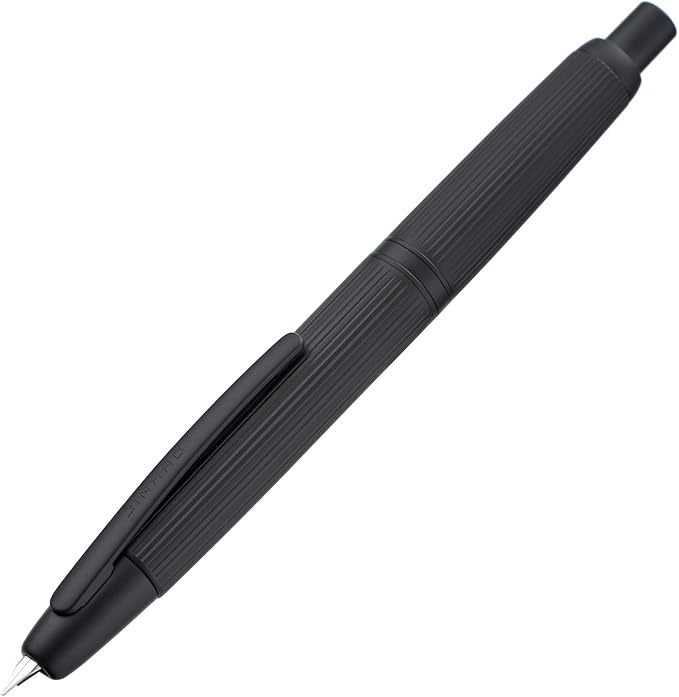 Jinhao 10 Press Fountain Pen with Box, Matt Black Chromium Retractable Medium Nib with Ink Converter Set (Clip Version)