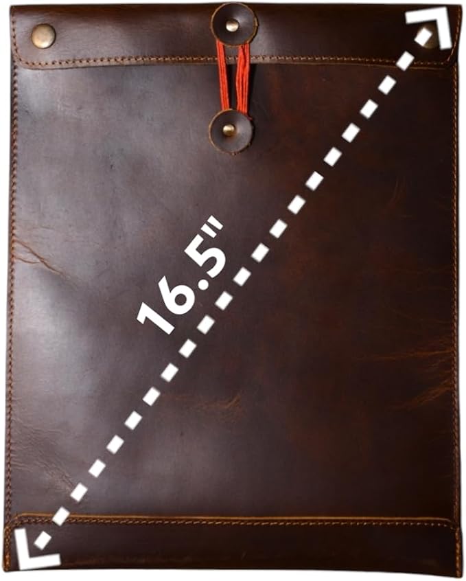 Leather Mailing Envelope Document Holder, Leather Portfolio Binder,A4 Letter Size Filing Folder,Gummed Folder Case Vertical Protector, Office Padfolio, Handmade Desk Accessories (Bourbon Brown)