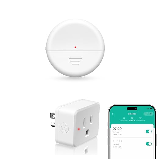 NineLeaf Wireless Motion Sensor WiFi Slim Outlet 260FT Remote Smart Switch | Adjustable Sensing Mode, App Control, WIFI Auto Control Lights Fan Appliances, No Wiring,Garage,1Sensor 1Plug