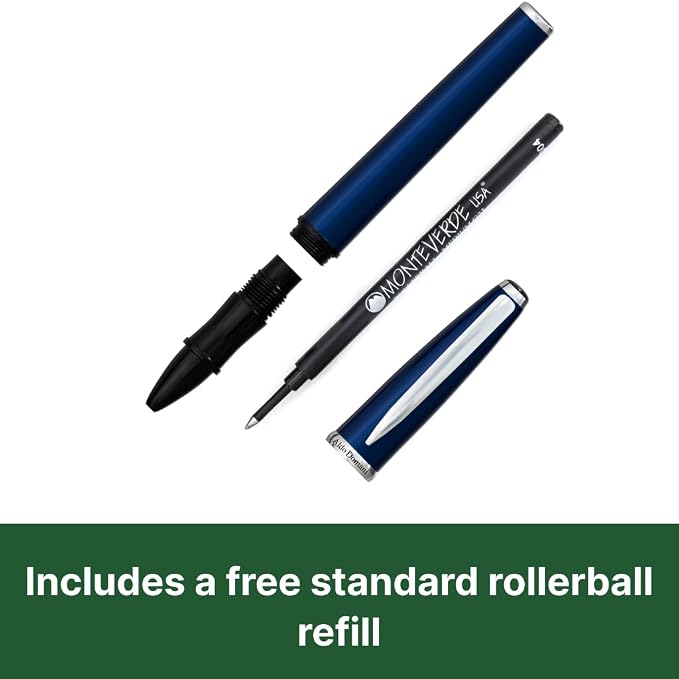 Monteverde USA Aldo Domani Rollerball Pen - Blue, Smooth Writing, Italian Craftsmanship