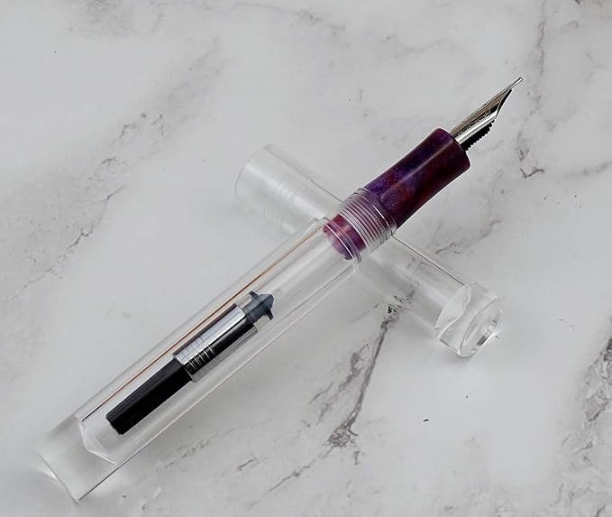 Lanxivi Majohn C1 Fountain Pen Extra Fine Nib, Clear Transparent Acrylic Resin, Mini Pocket Pen, Eyedropper,Cartridges and Converter Filling