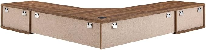 Modway EEI-5863-WAL-WHI Transmit 55" Wall Mount Corner Wood Office Desk, Walnut White