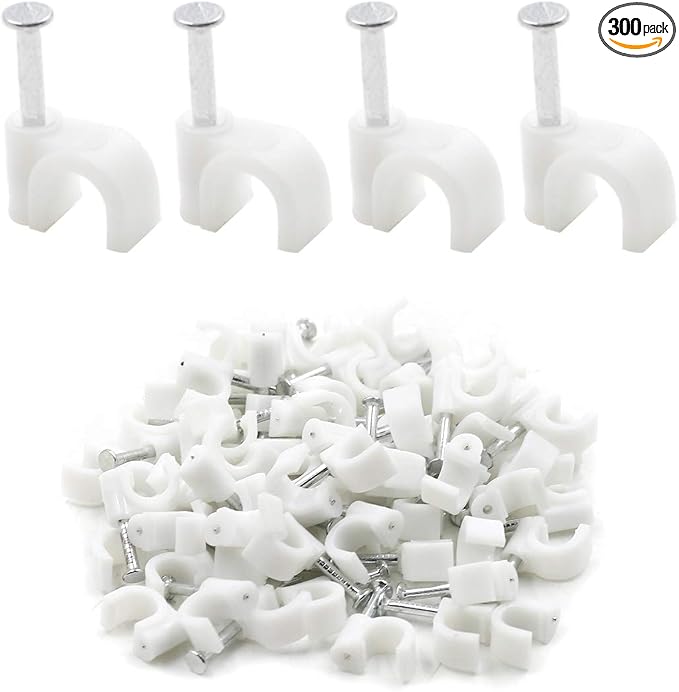 1/4" White Half Clamp J-Hook with Nail for Pex Tubing Pipe | 300pcs, for Pex Tubing Pipe Support
