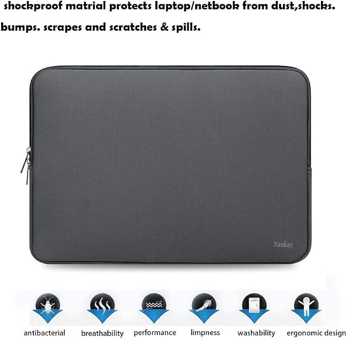 Laptop Sleeve Case 14 Inch, Resistant Neoprene Laptop Cover/Notebook Computer Pocket Case/Tablet Briefcase Carrying Bag for 14 inch HP, Lenovo, Asus Notebook, Ultrabook, Grey