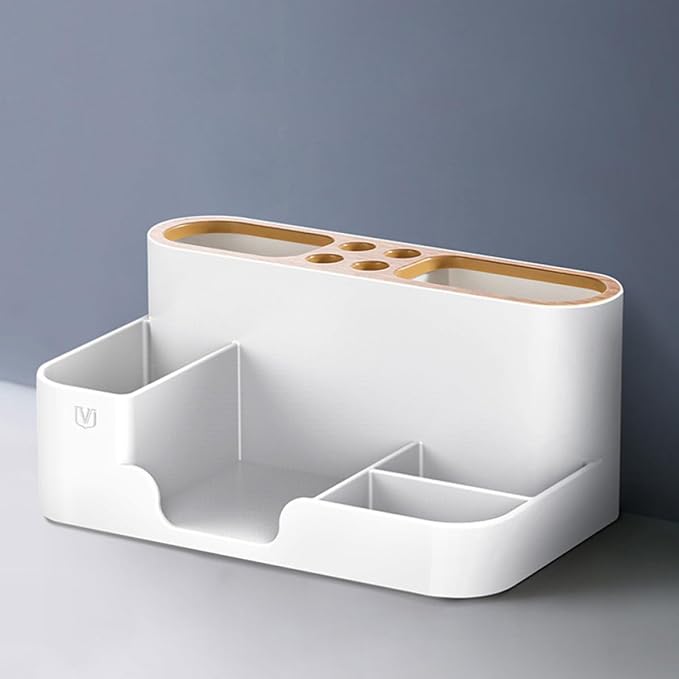 YARNOW Plastic Desktop Storage Box Organizer for Office and Cosmetics, Lightweight and Solid Pencil Holder with Avant-garde Design, Simple and Clean Style for Desktop Use
