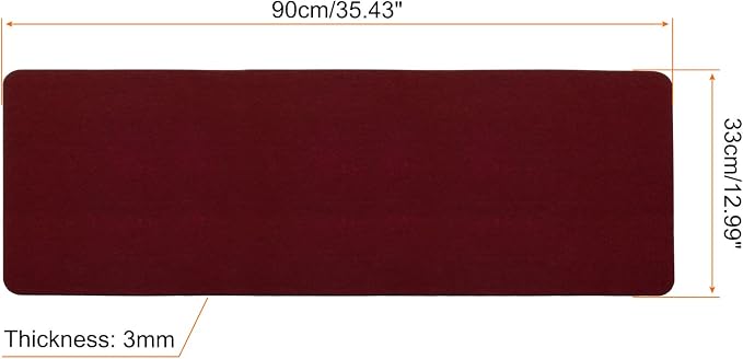 PATIKIL 35"x13" Desk Mat Protector, Felt Dual Side Mouse Pad Writing Mat for Office Home, Red