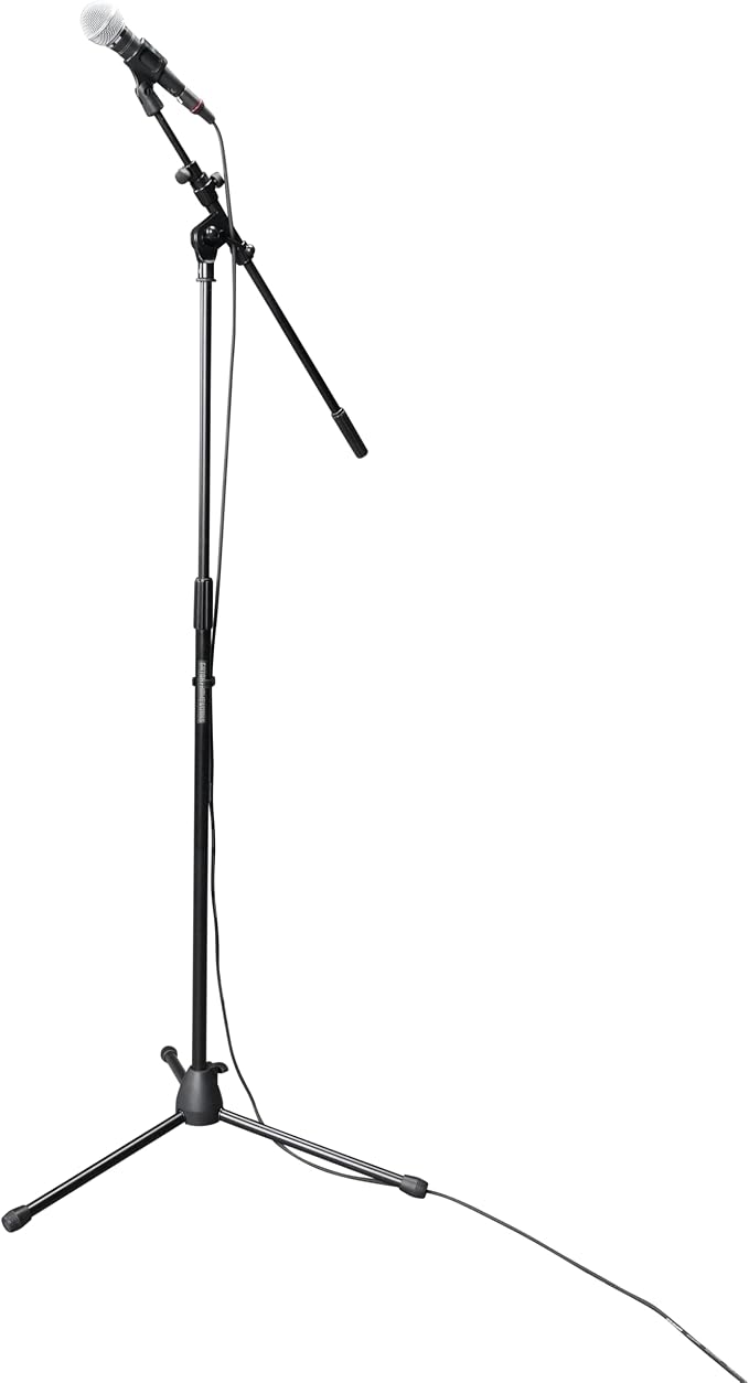 Gator Frameworks Rok-It Series Telescoping Tripod Mic Stand Adjustable with 32" to 62" Height and Extendable Boom Arm, Fully Collapsible for Convenient Travel (RI-MIC-1020)
