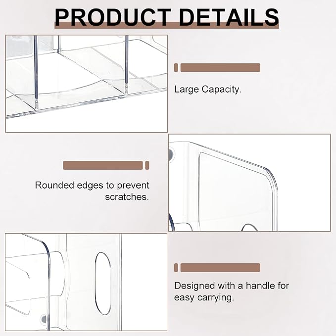 Acrylic Magazine File Holder 3 Compartment Desk Organizer Heavy Duty Transparent Book Divider Desktop Paper Document Organizer for Office Bedroom Library Sturdy Magazine Book Storage Rack