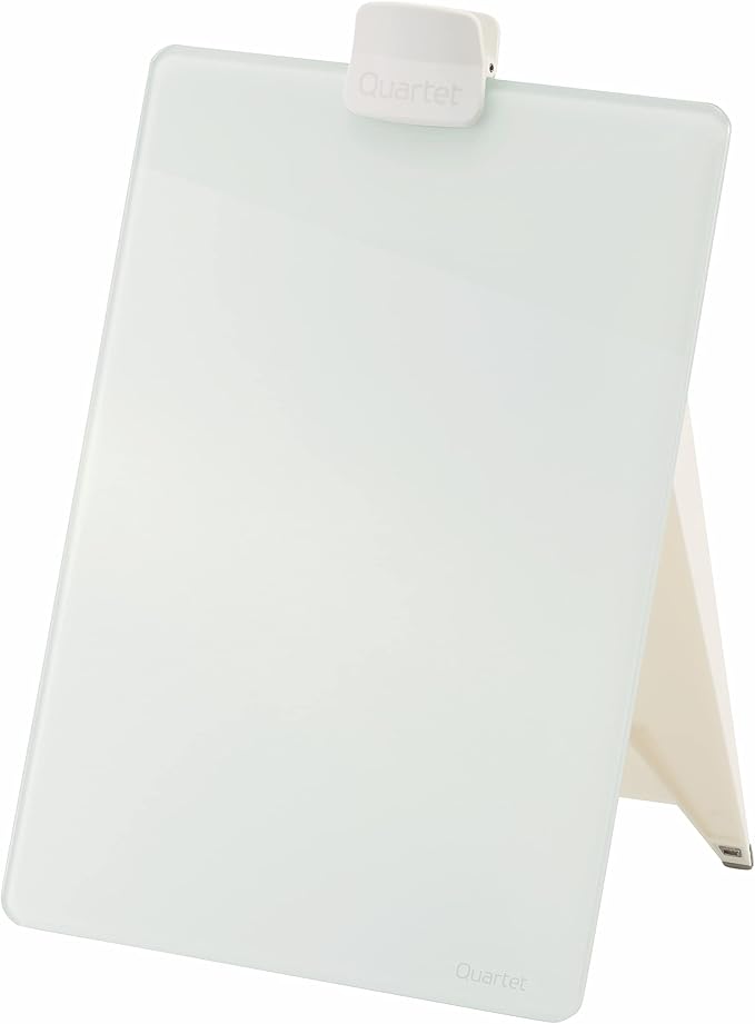 Quartet Glass Whiteboard Desktop Easel, 9" x 11", Dry Erase Surface, White (GDE119) New