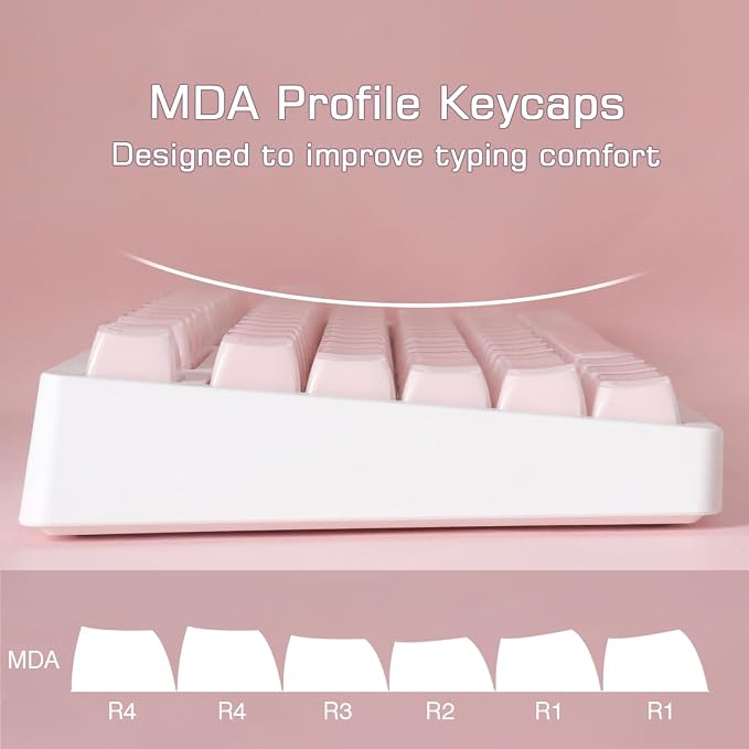 Tsungup Crystal Jelly Pink Keycaps, MDA Profile-Clear Translucent Jade Keycaps,130 Keys Shine Through Custom Key Caps Keyboard Keycap Set for 60%,65%,75%,100% Cherry MX Keyboard Mechanical