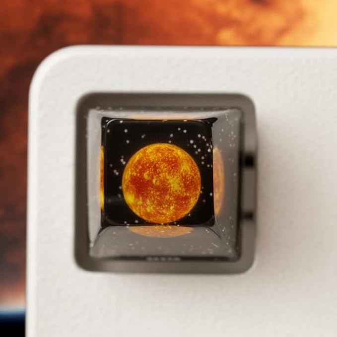 Mars Planet Artisan Keycap Solar System - 1U ESC, R1 SA Profile Custom Handmade Resin Cherry MX Switch Key Cap Mechanical Keyboard, Cool Tech Gifts for Men, Dad, Father, Gamer, Space Lover