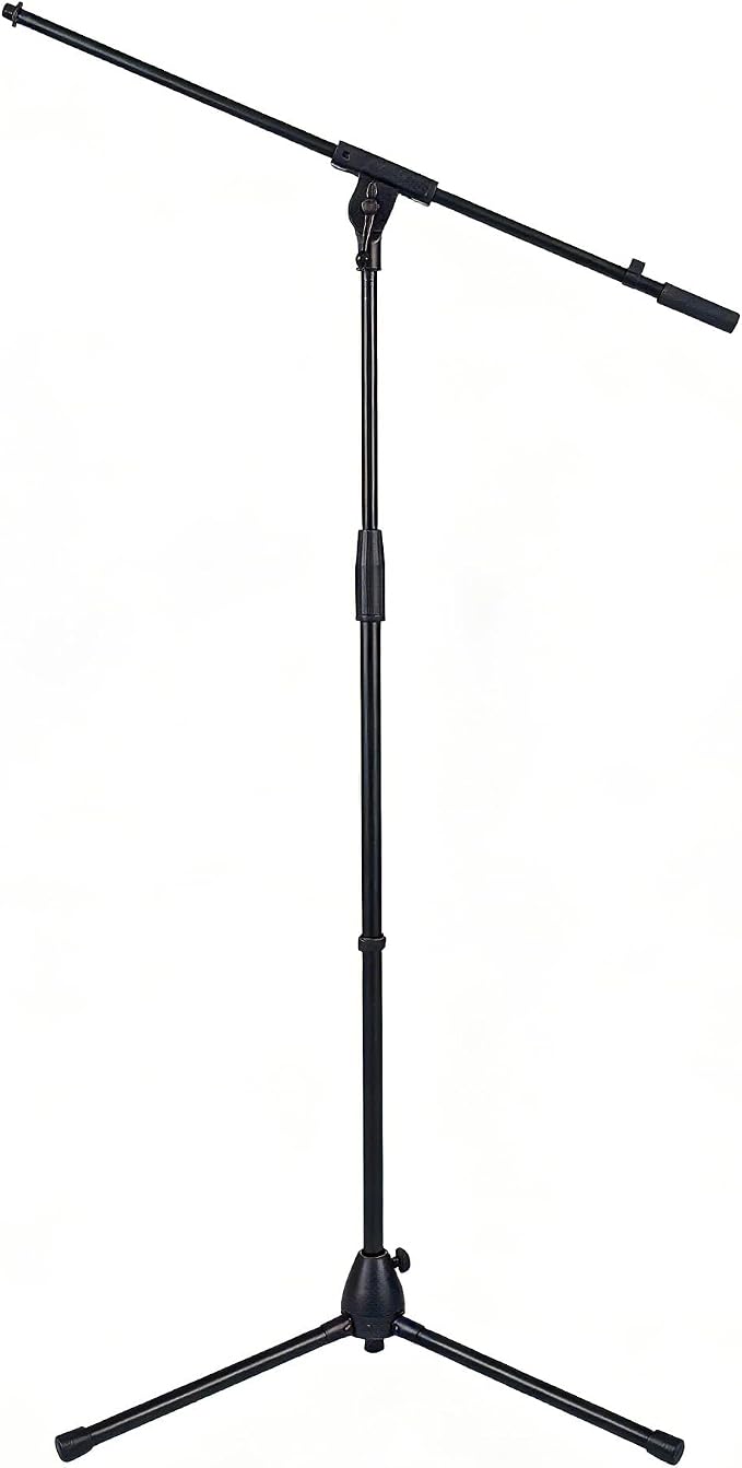 Heavy-Duty Adjustable Floor Microphone Stand with 360° Rotating Boom Arm & Tripod Base, Max 67" Height for Podcast, Live Singing, Recording, and Stage Performance (Black)