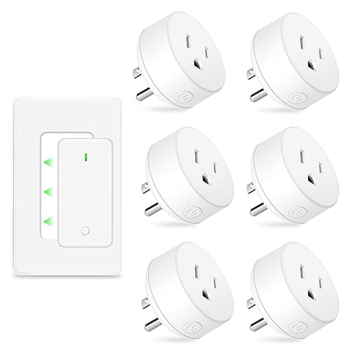 NineLeaf Remote Control Outlet Plug Kit, 6 Plug-in Light Switches with 1 Wall Remote, 15A/1500W, 500ft RF Range, No Wiring, Wireless Light Switch for Household Appliances(6 Outlets + 1 Remote)