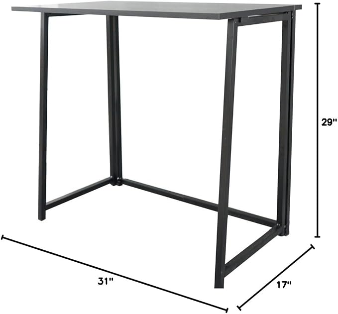 Folding Desk, 31.5" Small Foldable Desk for Small Spaces, Space Saving Computer Table Writing Workstation Table for Home Office, Easy Assembly (Black)