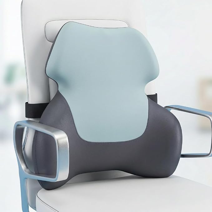 Back Support for Office Chair - Lumbar Support Pillow with Breathable Yoga Fabric - Memory Foam Back Support for Chair, Car & Gaming Seat