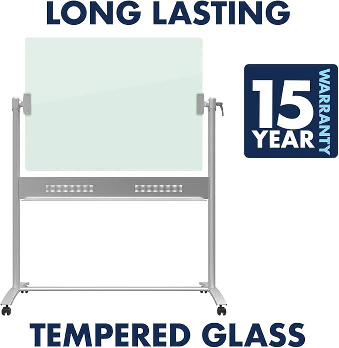 Quartet Easel, Magnetic, Glass Whiteboard, 4' x 3', Reversible, Portable, Flip Chart Holder, Infinity (ECM43G)