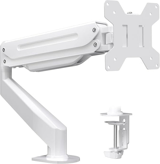 Suptek Monitor Mount Gas Spring Monitor Arm Desk Mount Fully Adjustable Fits 17 20 22 23 24 26 27 32 35 inch Monitors Weight Capacity up to 24.25 lbs, White