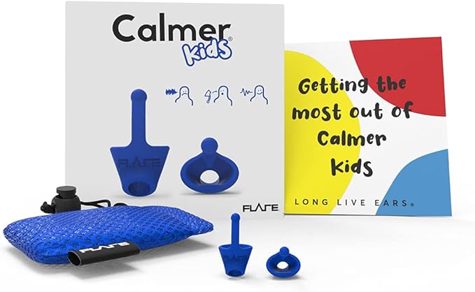 Flare Calmer Kids | Ear Plugs Alternative | Daily Noise Relief | Sound Sensitivity | Stress Relief | No Muffling | Improve Wellbeing | Comfy, Reusable, Soft Silicone Earplugs | Earplugs | Blue