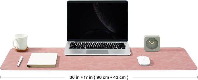Distressed Leather Desk Mat - Non-Slip PU Desk Pad for Office and Home - Desk Organization and Accessories - Ideal for Large Mouse Pad and Desk Mats on Top of Desks(Dusty Rose,36"x 17")