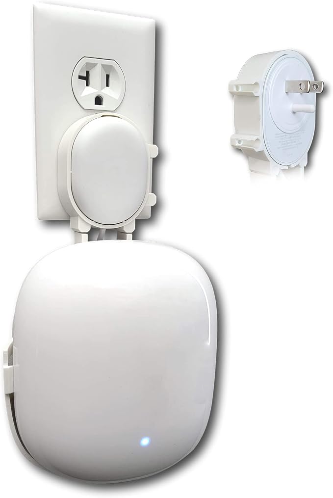 The Nest WiFi Pro Genie Wall Mount Outlet Holder Stand (1-Pack) | Lowest Profile | Open Access | No Messy Screws or Tape | Reinforced Support | Horizontal and Vertical Outlets