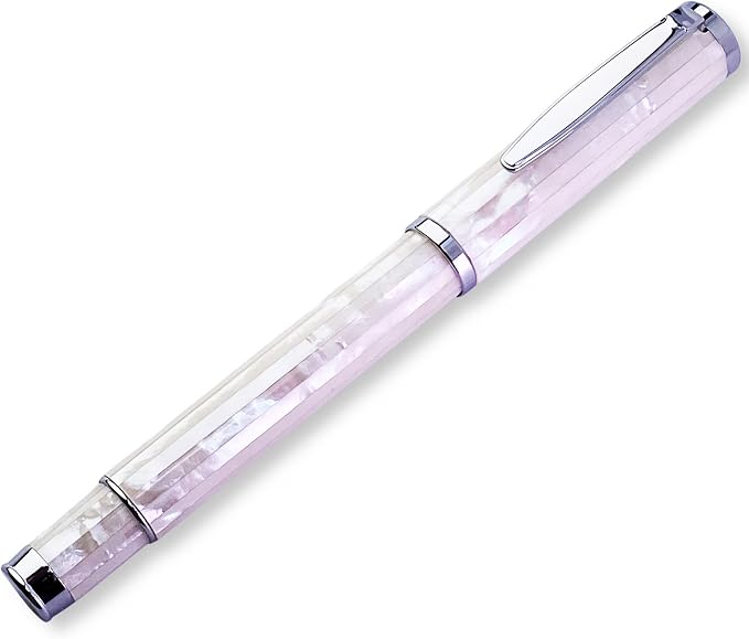 LACHIEVA LUX Elegant Mother of Pearl Rollerball Pen with German Refill, Premium Gift Set for Men, Women & Professionals (Pearl White)