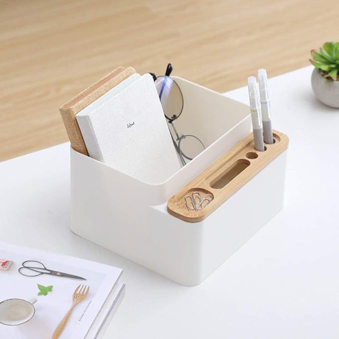 Desktop Storage Box Pencil Pen Holder Makeup Brushes Organizer for Office Supplies, Vanity Table, Home
