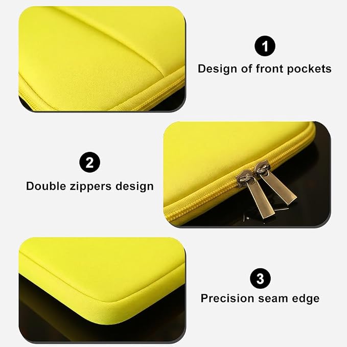 Laptop Sleeve for MacBook Neo/Air/Pro 13 inches A18/M5/M4/M3/M2/M1 Chip 2026-2020 A3404 A3449 A3240 A3113 A2681 with 2 Pockets Tablet Bag Case Accessories (Yellow)