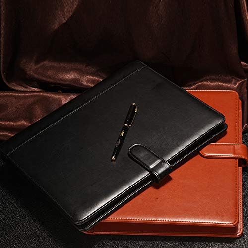 Leather Portfolio Binder (3 Rings) - Brown Padfolio With Letter Size Writing Pad, 10 File Sleeves, Card and Pen Holder - A4 Notebook Organizer for Interview, Resume, Conference