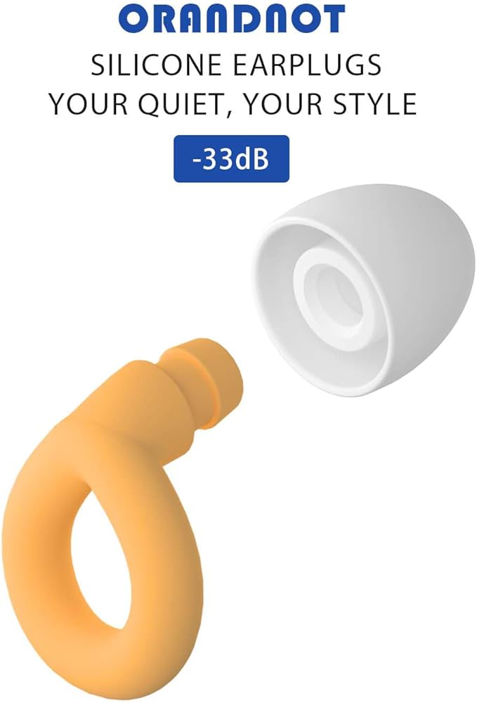 Earplugs for Sleeping, 33db Noise Canceling Ear Plugs, Waterproof Reusable Noise Canceling Earplugs for Concerts, Motorcycles, Travel and Hearing Protection - 8 Ear Tips in XS/S/M/L, Orange