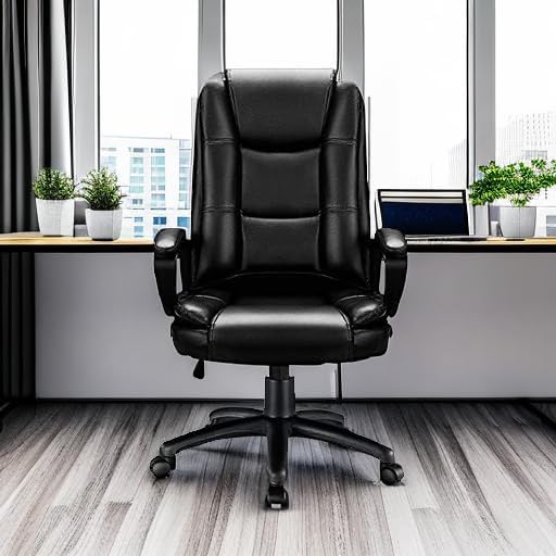 OFIKA Leather Office Desk Chair,Ergonomic Office Chair with Lumbar Support,Computer Chair,Executive Leather Chair with Padded Arm,2026 Upgraded Big and Tall Chair, Black,275LBS