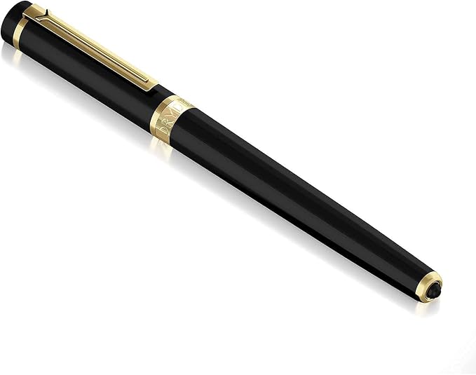 Dryden Designs Fountain Pen Medium Nib Gift Pouch - with 24 Ink Cartridges - MCM (Intense Black)
