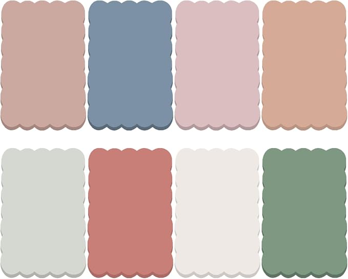 Eaasty 8 Pack Scalloped Sticky Notes Cute Adhesive Memo Pads Vintage Colors Aesthetic Unlined Self Stick Note Pads 4" x 6" Pretty Wavy Sticky Notes Bulk 240 Sheets for School Office Supplies
