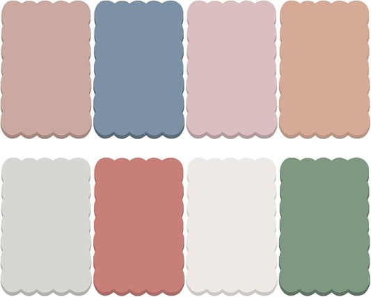 Eaasty 8 Pack Scalloped Sticky Notes Cute Adhesive Memo Pads Vintage Colors Aesthetic Unlined Self Stick Note Pads 4" x 6" Pretty Wavy Sticky Notes Bulk 240 Sheets for School Office Supplies