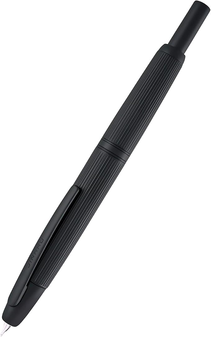 Jinhao 10 Retractable Fountain Pen, Brushed Matt Black F Writing Pen with Converter and Pen Box