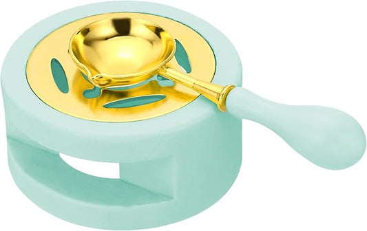 PATIKIL Seal Kit, Wax Seal Warmer With Melting Spoon, Retro Melt Stove Pot Furnace Tool for Sealing Beads Stamp Letter Envelope, Green