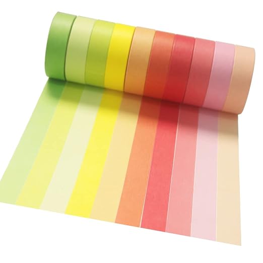 20 Rolls Washi Tape Set, Rainbow Washi Tape Colorful Masking Tape 15mm Wide, Decorative Tape for Bullet Journal, Book, Planner, Scrapbooking, DIY Arts Crafts