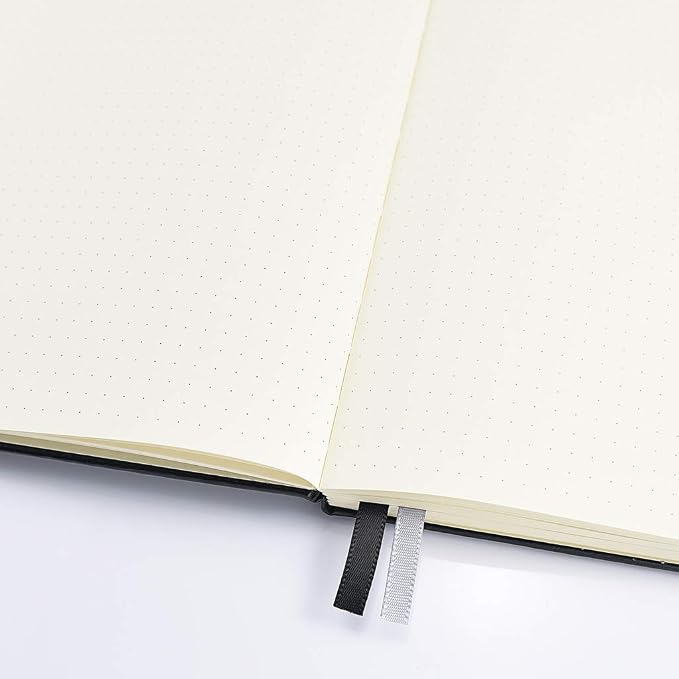 Guissi Classic Dotted Grid Bullet Notebook Journal Dot HardCover A5 Thick Acid-Free Paper with Inner Pocket Leather Office School Supplies 144 Pages